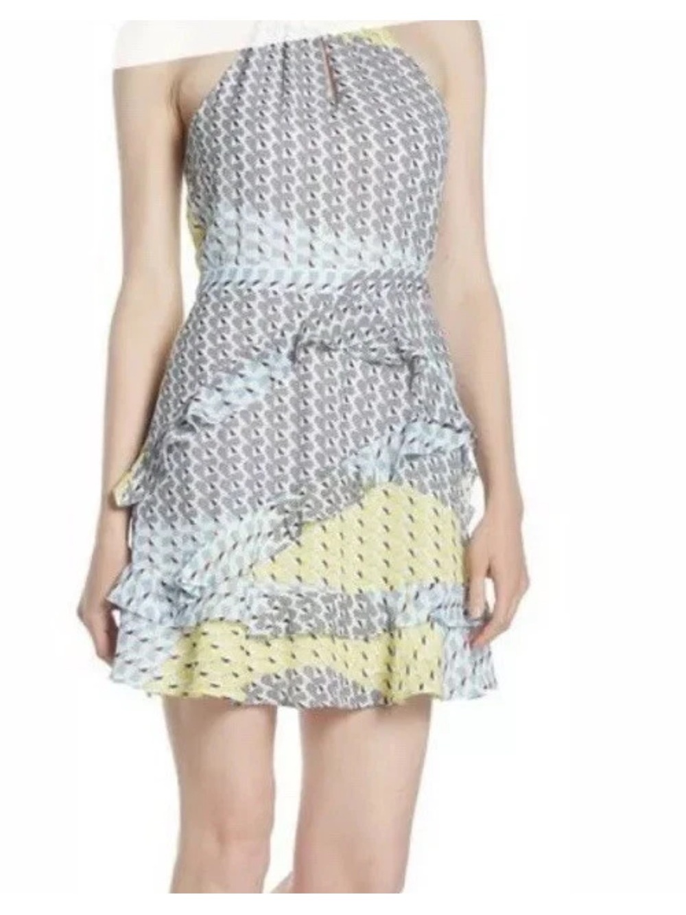 Parker Mini Dress in Yellow, Blue & Pink Geometric Print